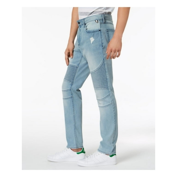 AMERICAN RAG Mens Light Blue Stretch, Slim Fit Stretch Jeans W33/ L30 - Picture 2 of 5